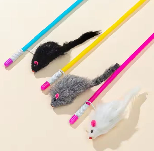 Varilla con Ratón Peludo para Gato