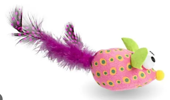 Peluche Ratón con Pluma para Gato