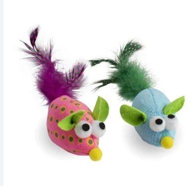 Peluche Ratón con Pluma para Gato